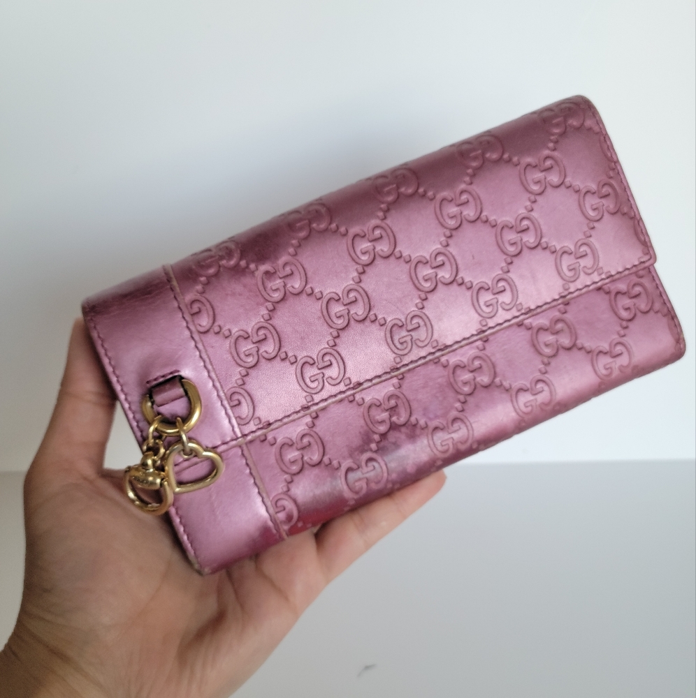Gucci Pink Wallet with Gold Accents